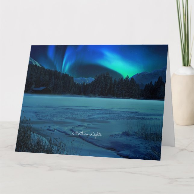 Tarjeta Luces boreales, fotografía pintoresca, (Anverso)