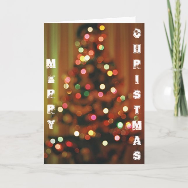 Tarjeta Luces borrosas de árboles de Navidad (Anverso)