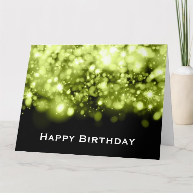 Tarjeta Luces Brillantes Cumpleaños Verde Lima (Anverso)