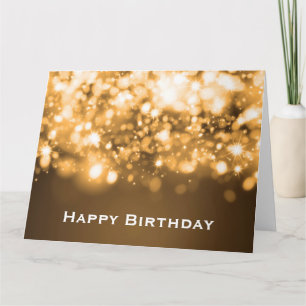Tarjeta Luces Brillantes de Cumpleaños Doradas