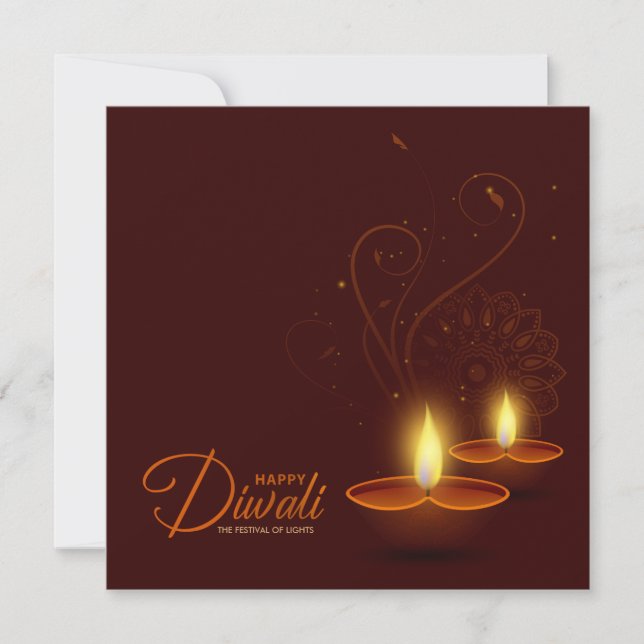 Tarjeta Luces cálidas Feliz Diwali (Anverso)