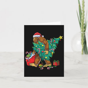 Tarjeta Luces de árbol de Navidad Bigfoot Xmas chicos homb