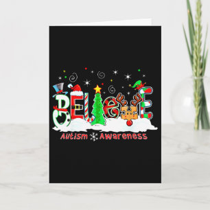 Tarjeta Luces de árbol de Navidad con conciencia del autis