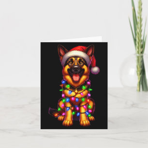 Tarjeta Luces de árbol de Navidad con pastor alemán Pijama