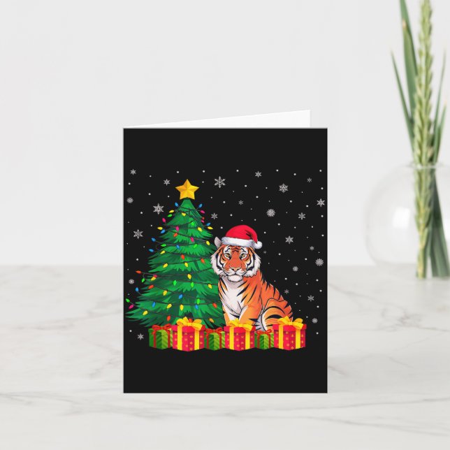 Tarjeta Luces de árbol de Navidad con sombrero de Santa Cl (Anverso)