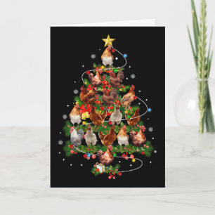 Tarjeta Luces de árbol de Navidad de pollo Sombrero de San
