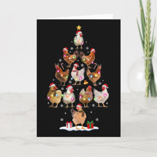 Tarjeta Luces de árbol de Navidad de pollo sombrero de San