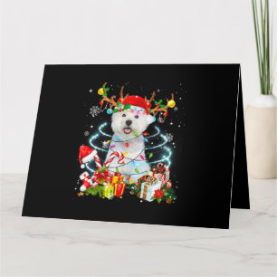 Tarjeta Luces de árbol de Navidad de reno Westie pijama pe