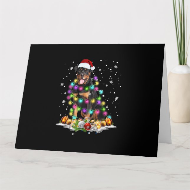 Tarjeta Luces de árbol de Navidad de Santa Rottweiler Navi (Anverso)