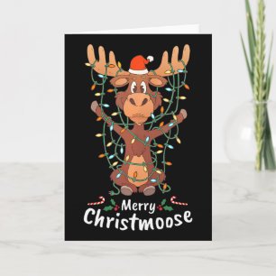 Tarjeta Luces de árbol de Navidad Merry Christmoose Christ