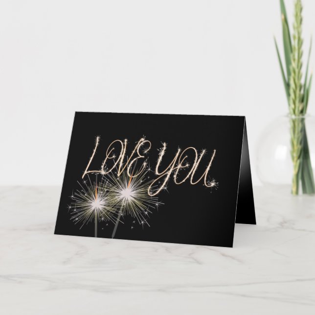 Tarjeta Luces de Bengala de Amor en Negro (Anverso)