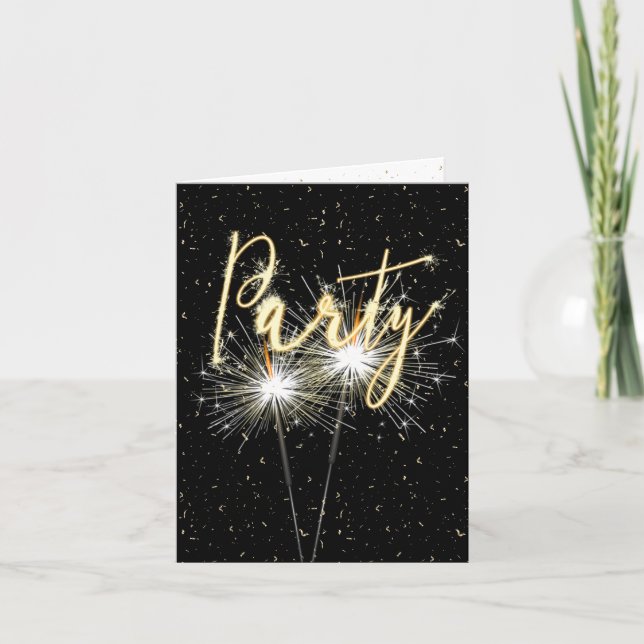 Tarjeta Luces de Bengala para Fiesta de Aniversario Invita (Anverso)