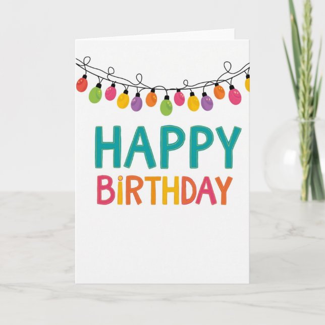 Tarjeta Luces de Carta de Cumpleaños Verde Azulado (Anverso)