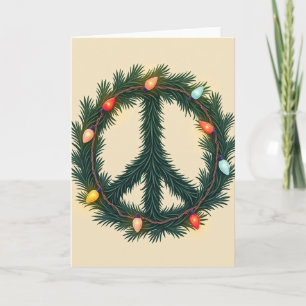Tarjeta Luces de Corona de Paz de Navidad