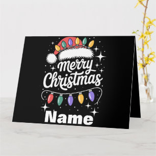 Tarjeta Luces de Feliz Navidad Sombrero de Santa Regalo Pe