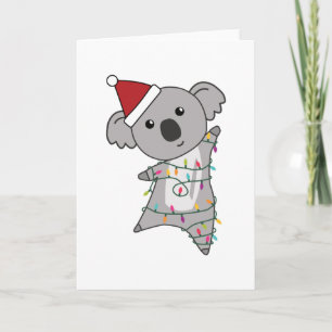 Tarjeta Luces de Hada de Navidad de Koala Animal Lindo