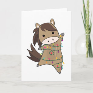 Tarjeta Luces de hadas de Navidad de caballo Animales lind