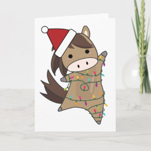 Tarjeta Luces de hadas de Navidad de caballo animales lind