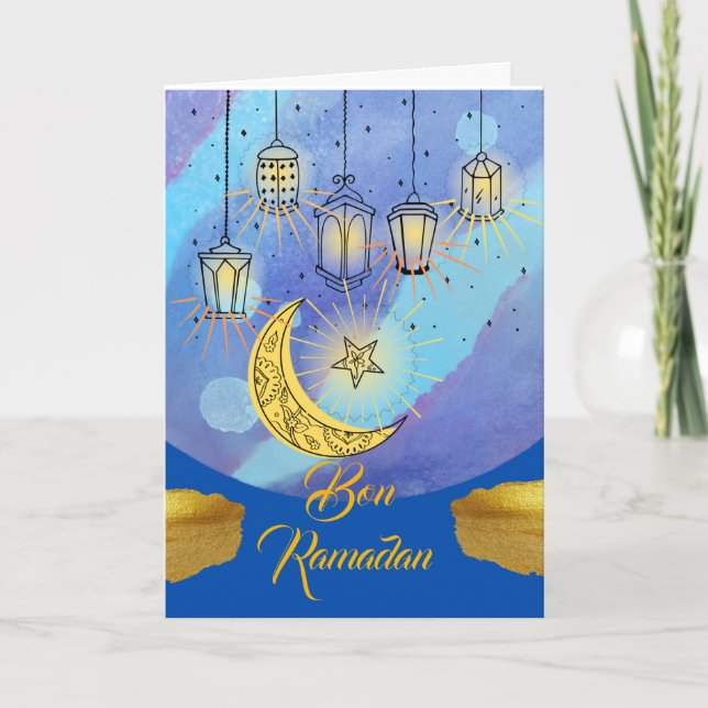 Tarjeta Luces de linterna francesas de Bon Ramadan por la  (Anverso)