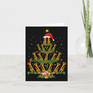 Tarjeta Luces De Navidad Árbol Trompeta Amante De La Músic