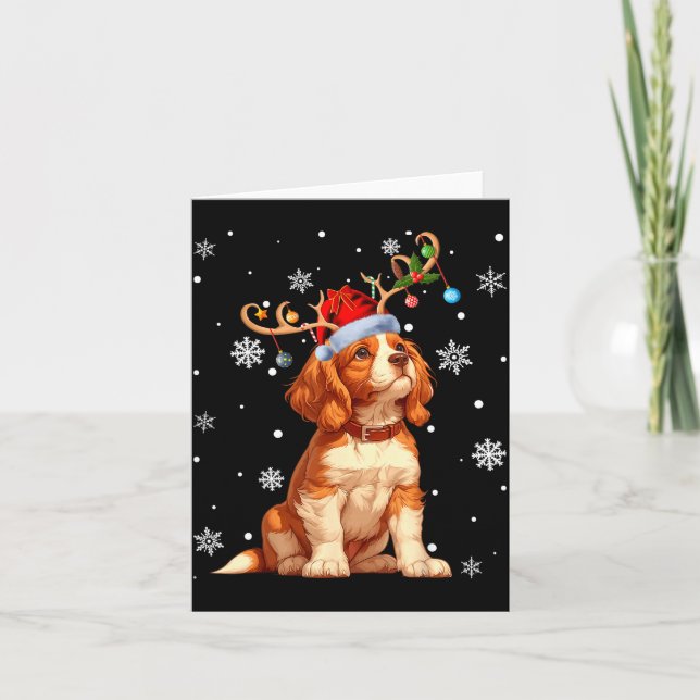 Tarjeta Luces de Navidad Cavalier King Charles Spaniel Xma (Anverso)