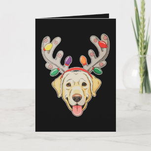 Tarjeta Luces de Navidad Cuerno de Reno Perro Labrador