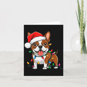 Tarjeta Luces de Navidad de Boston Terrier Perros de Navid