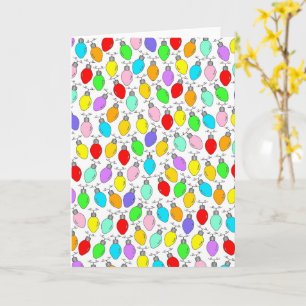 Tarjeta Luces de Navidad de Colores Sobre Blanco