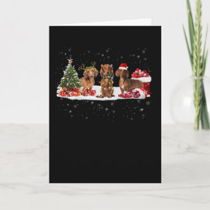 Tarjeta luces de navidad de dachshund regalo para ella
