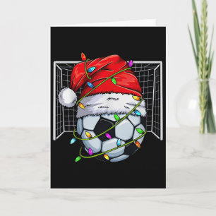 Tarjeta Luces de Navidad de Fútbol Sombrero de Santa Amant