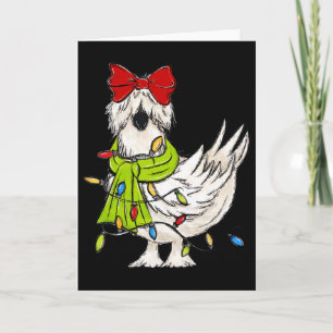 Tarjeta Luces de Navidad de Gallina Seda Coqueta Granjero
