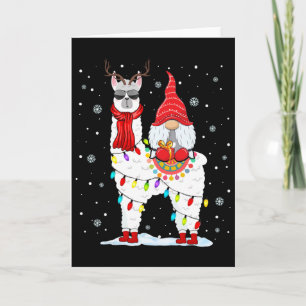 Tarjeta Luces de Navidad de Gnomos de Santa Cabalgando Ren