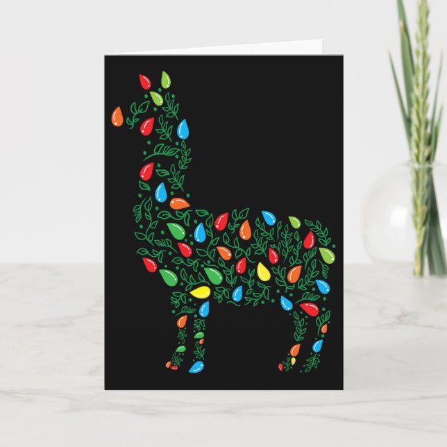 Tarjeta Luces de Navidad de Llama Robusto Amante de Animal (Anverso)