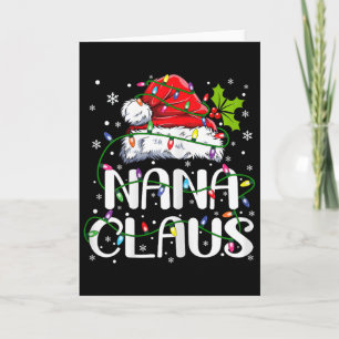 Tarjeta Luces de Navidad de Nana Claus Pijama Familia a Ju