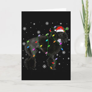 Tarjeta Luces de Navidad de Perro Odle Negro Gorro Diverti