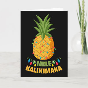 Tarjeta Luces de Navidad de Piña de Santa hawaiano Mele Ka