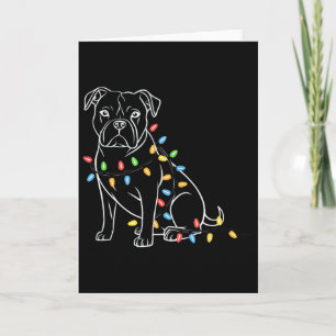 Tarjeta Luces de Navidad de Santa Pitbull Divertidas Perro