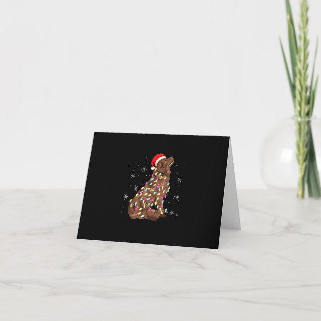 Tarjeta Luces de Navidad de Terranova | Amante de Perros D (Anverso)
