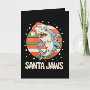 Tarjeta Luces de Navidad de Tiburón de Santa Claus Fiesta 