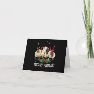 Tarjeta Luces de Navidad de tres cobayas Gorro de Santa