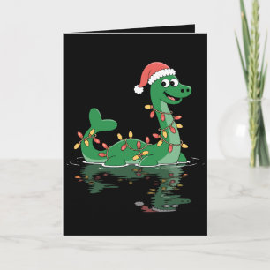 Tarjeta Luces de Navidad del Monstruo del Lago Ness Sombre