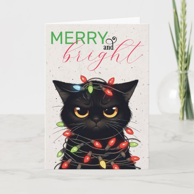 Tarjeta Luces de Navidad para Gatito (Anverso)