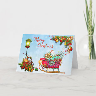 Tarjeta Luces de Navidad Personalizadas Calle y Trineo