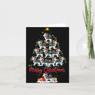Tarjeta Luces de Navidad Santa Husky Siberiano Perro Árbol