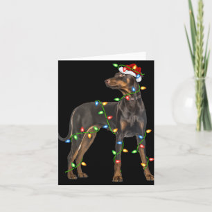 Tarjeta Luces de Navidad Sombrero de Santa Doberman Nscher