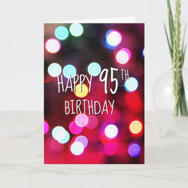 Tarjeta Luces de neón para cumpleaños 95 (Anverso)