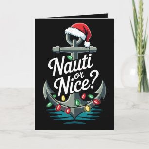 Tarjeta Luces de sombrero de Santa de ancla de Navidad tra