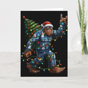 Tarjeta Luces de sombrero de Santa del árbol de Navidad Bi