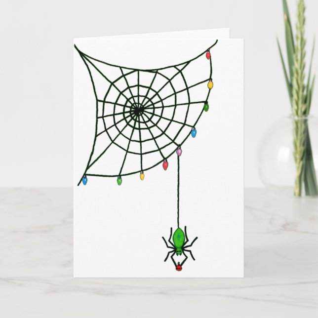 Tarjeta Luces de telaraña de araña gótica navideña (Anverso)