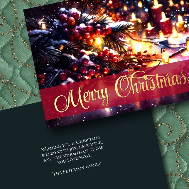 Tarjeta Luces de velas de la rama de invierno Berries (Subido por el creador)